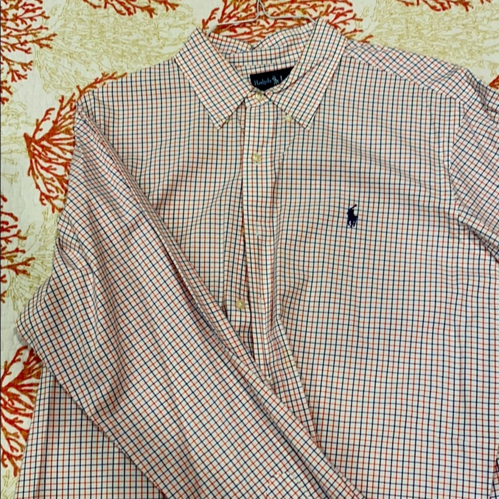 Polo Ralph Lauren Orange/Blue Window Pane Shirt